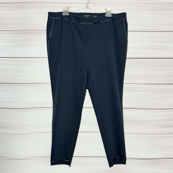 Lafayette 148 Crop Pants Manhattan Step Hem Navy Blue Color Pockets sz 16 - Picture 3 of 13